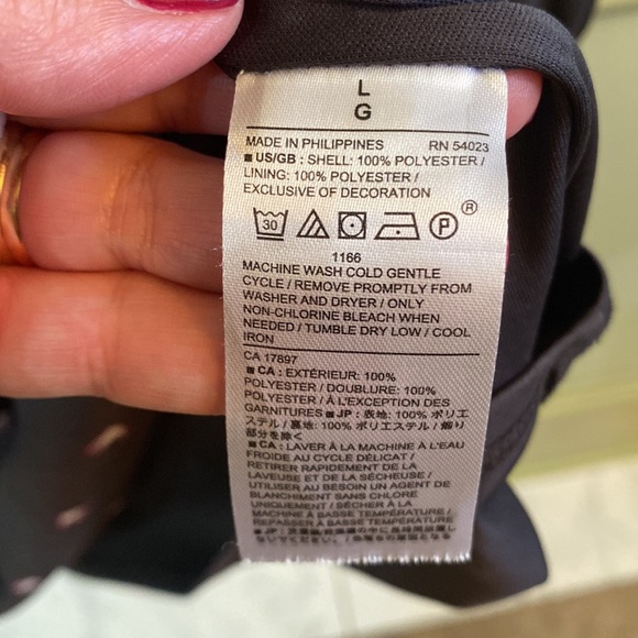 Banana Republic charcoal gray dress with cream and magenta bird pattern. - Picture 8 of 8